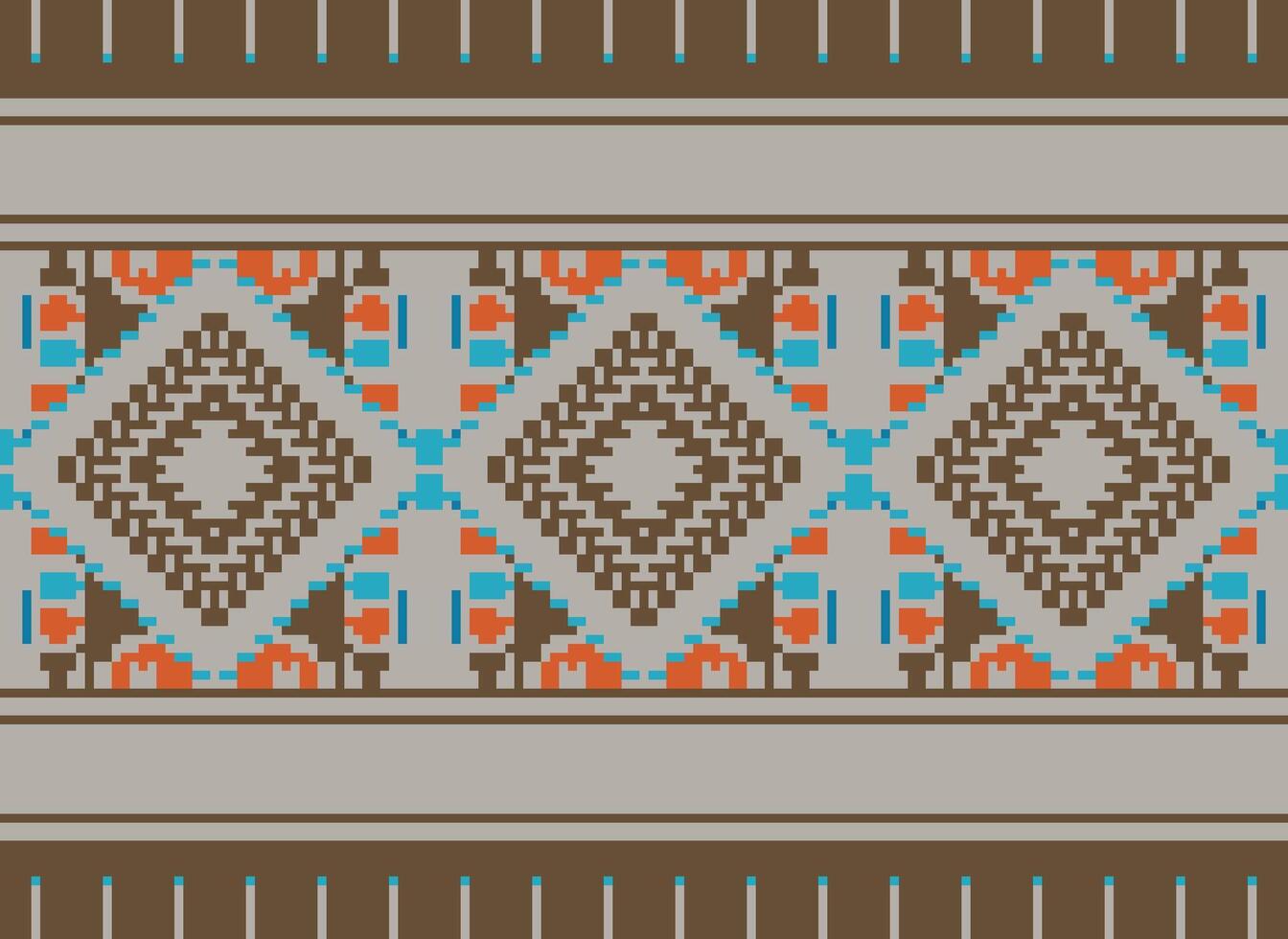 pixel kruis steek traditioneel etnisch patroon paisley bloem ikat achtergrond abstract aztec Afrikaanse Indonesisch Indisch naadloos patroon voor kleding stof afdrukken kleding jurk tapijt gordijnen en sarong vector