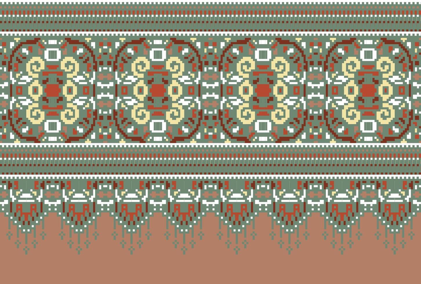 pixel kruis steek traditioneel etnisch patroon paisley bloem ikat achtergrond abstract aztec Afrikaanse Indonesisch Indisch naadloos patroon voor kleding stof afdrukken kleding jurk tapijt gordijnen en sarong vector