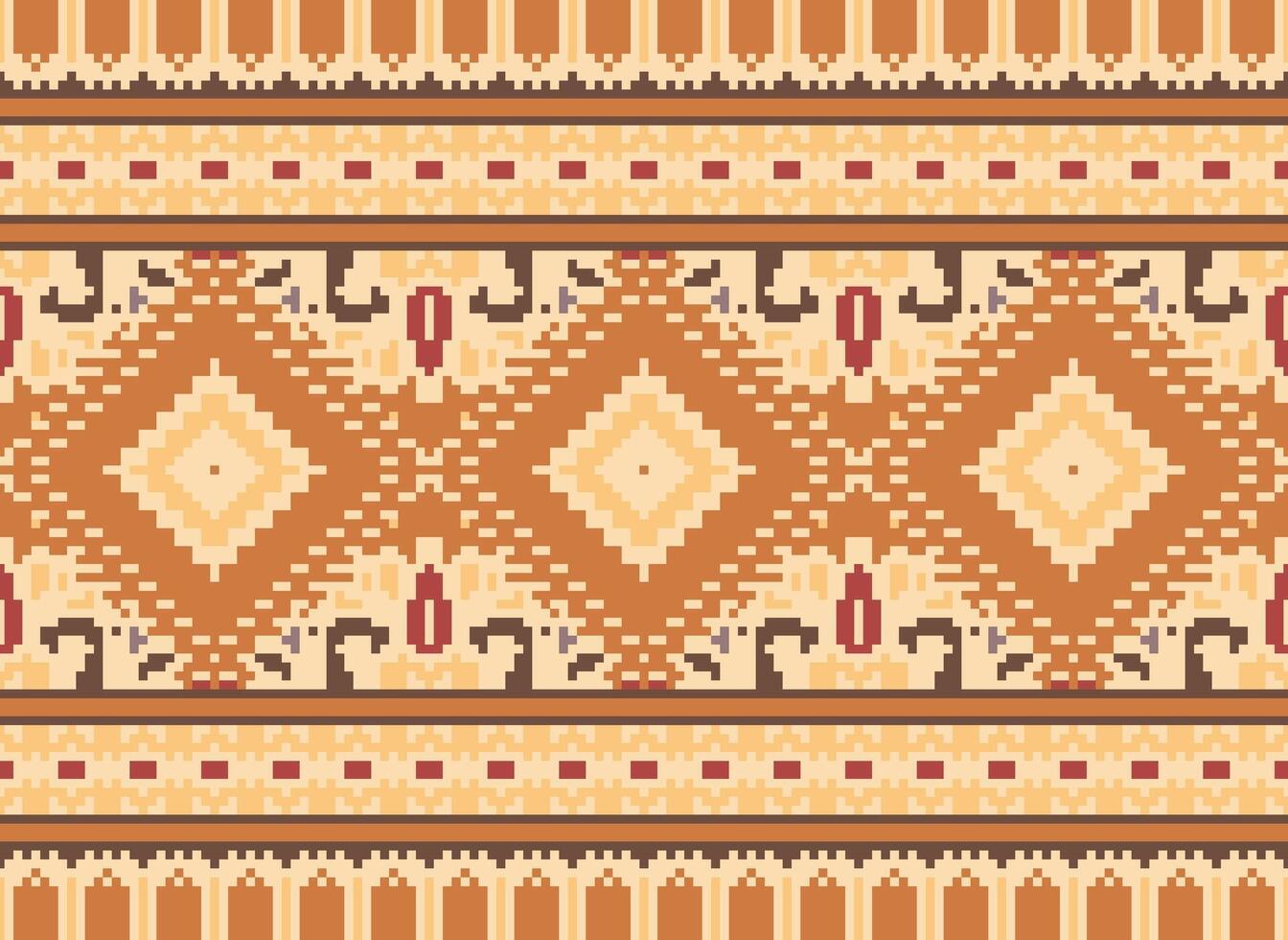 pixel kruis steek traditioneel etnisch patroon paisley bloem ikat achtergrond abstract aztec Afrikaanse Indonesisch Indisch naadloos patroon voor kleding stof afdrukken kleding jurk tapijt gordijnen en sarong vector