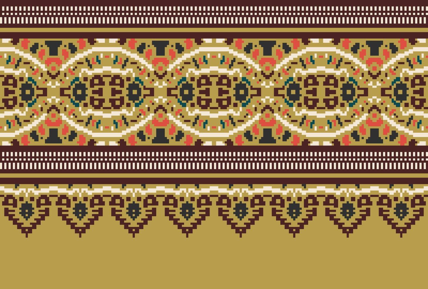 pixel kruis steek traditioneel etnisch patroon paisley bloem ikat achtergrond abstract aztec Afrikaanse Indonesisch Indisch naadloos patroon voor kleding stof afdrukken kleding jurk tapijt gordijnen en sarong vector