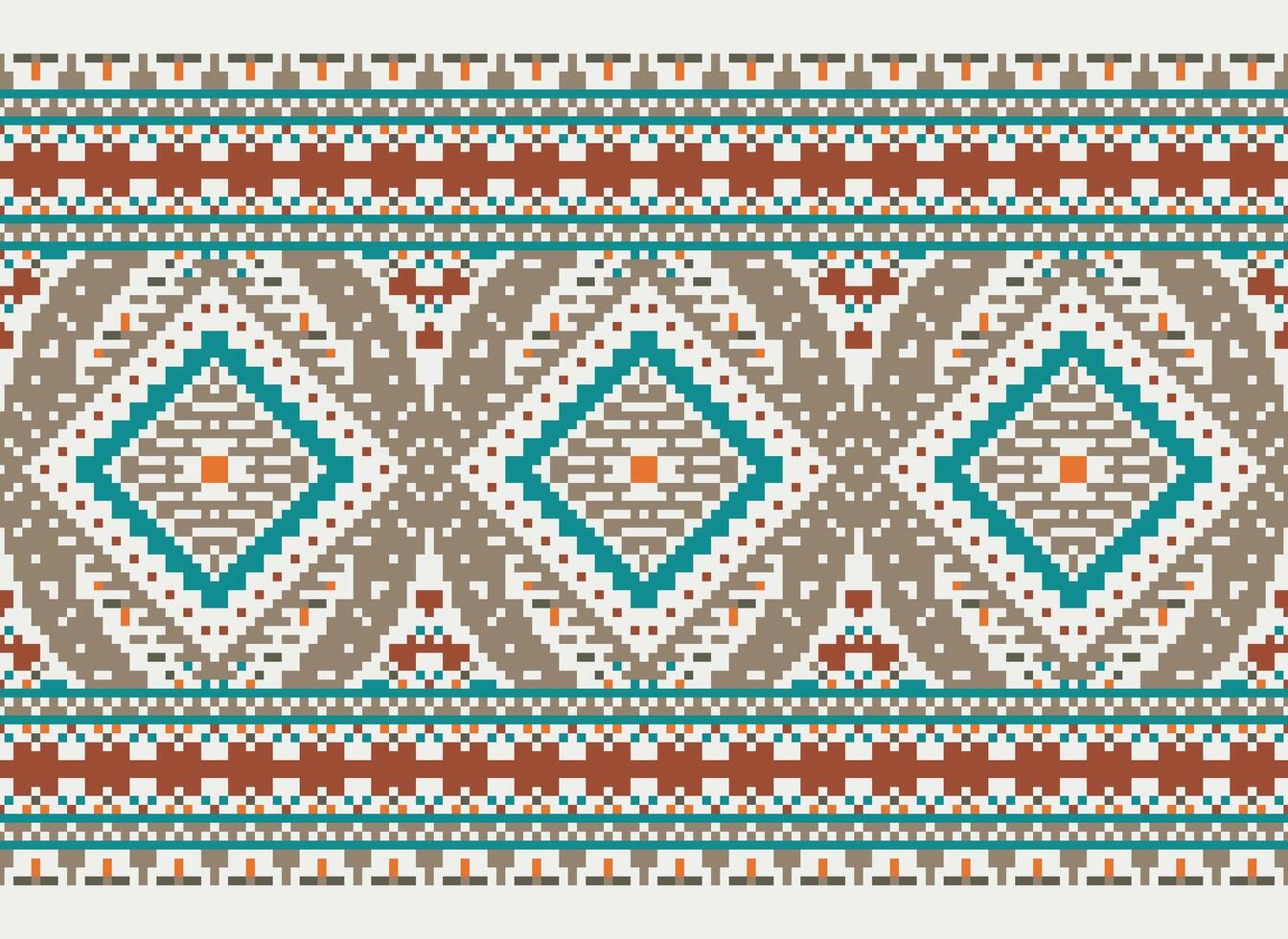 pixel kruis steek traditioneel etnisch patroon paisley bloem ikat achtergrond abstract aztec Afrikaanse Indonesisch Indisch naadloos patroon voor kleding stof afdrukken kleding jurk tapijt gordijnen en sarong vector