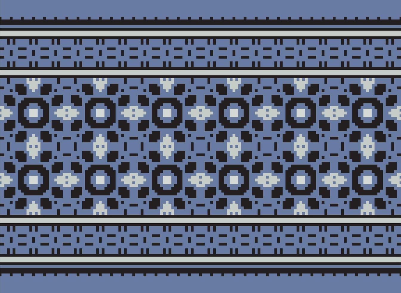 pixel kruis steek traditioneel etnisch patroon paisley bloem ikat achtergrond abstract aztec Afrikaanse Indonesisch Indisch naadloos patroon voor kleding stof afdrukken kleding jurk tapijt gordijnen en sarong vector