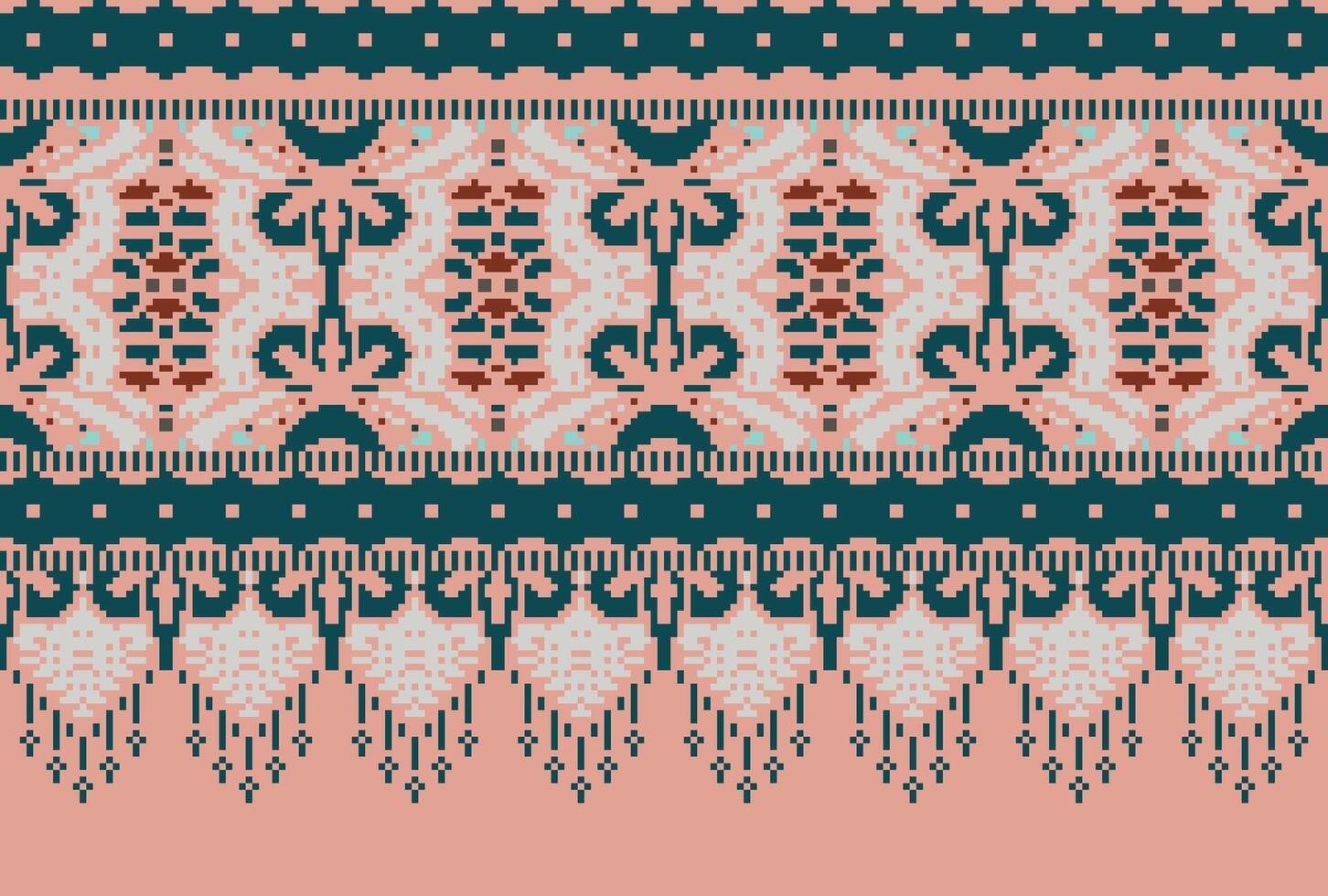 pixel kruis steek traditioneel etnisch patroon paisley bloem ikat achtergrond abstract aztec Afrikaanse Indonesisch Indisch naadloos patroon voor kleding stof afdrukken kleding jurk tapijt gordijnen en sarong vector