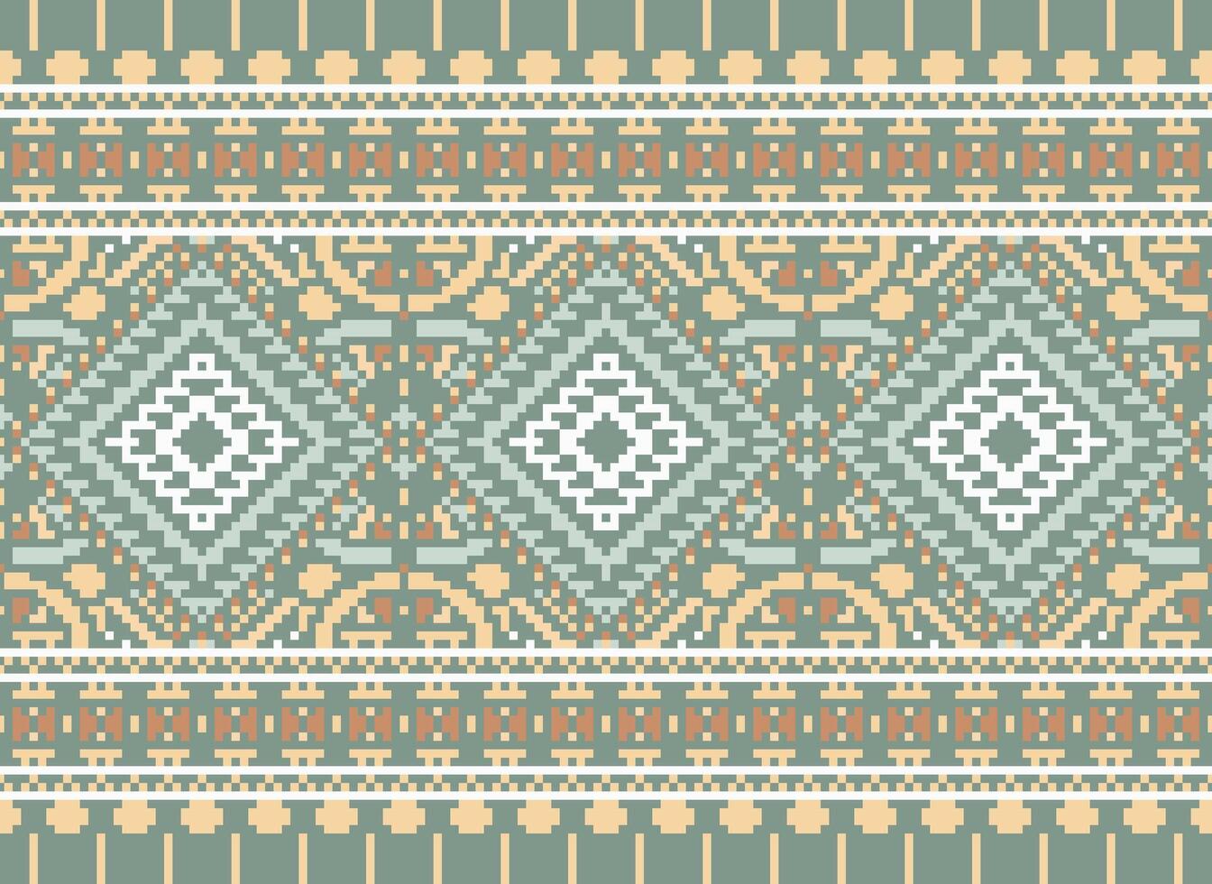 pixel kruis steek traditioneel etnisch patroon paisley bloem ikat achtergrond abstract aztec Afrikaanse Indonesisch Indisch naadloos patroon voor kleding stof afdrukken kleding jurk tapijt gordijnen en sarong vector