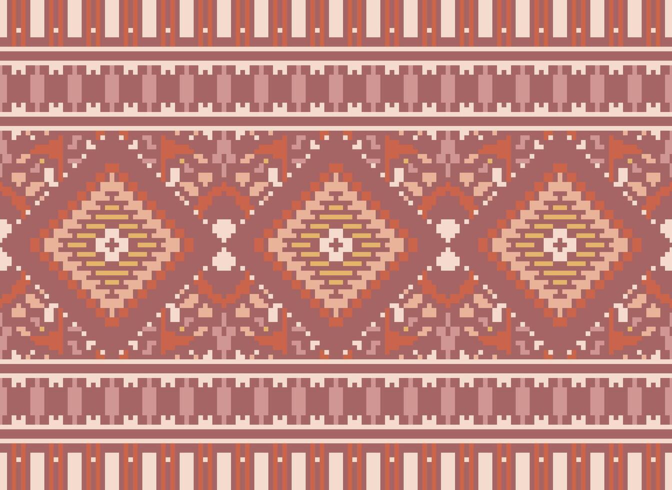 pixel kruis steek traditioneel etnisch patroon paisley bloem ikat achtergrond abstract aztec Afrikaanse Indonesisch Indisch naadloos patroon voor kleding stof afdrukken kleding jurk tapijt gordijnen en sarong vector