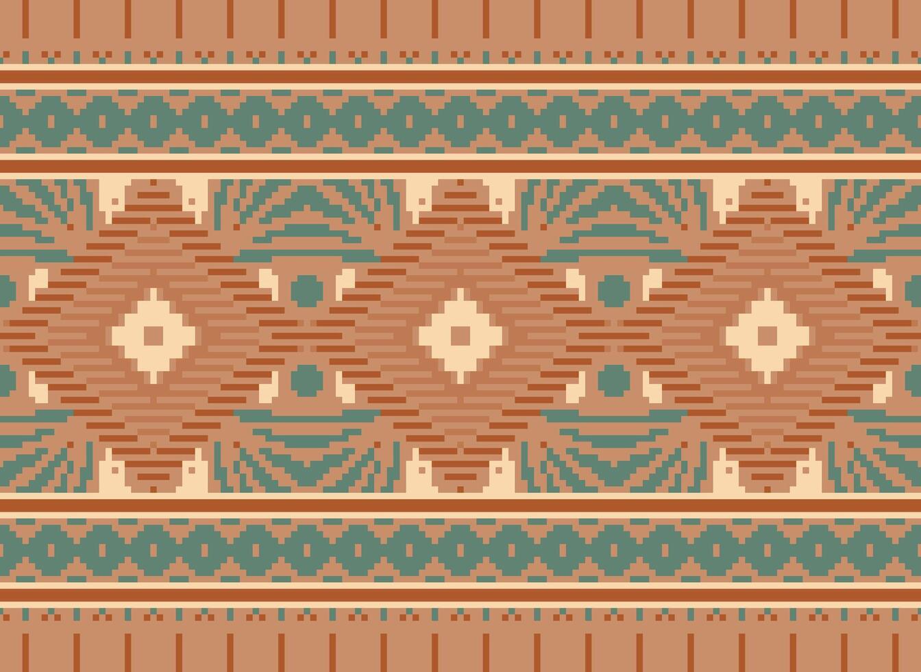 pixel kruis steek traditioneel etnisch patroon paisley bloem ikat achtergrond abstract aztec Afrikaanse Indonesisch Indisch naadloos patroon voor kleding stof afdrukken kleding jurk tapijt gordijnen en sarong vector