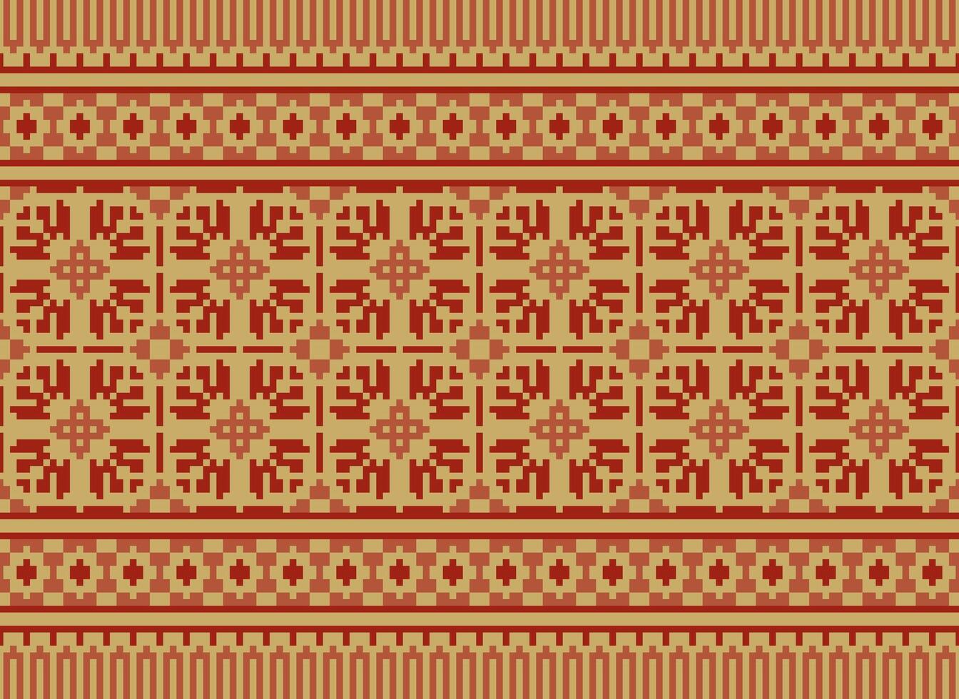 pixel kruis steek traditioneel etnisch patroon paisley bloem ikat achtergrond abstract aztec Afrikaanse Indonesisch Indisch naadloos patroon voor kleding stof afdrukken kleding jurk tapijt gordijnen en sarong vector