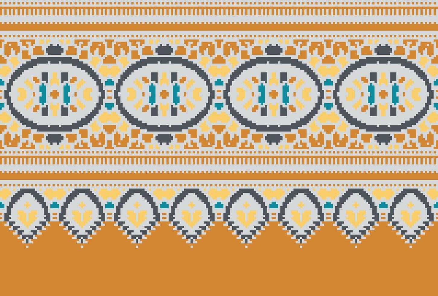 kruis steek patroon met bloemen ontwerpen. traditioneel kruis steek handwerk. meetkundig etnisch patroon, borduurwerk, textiel versiering, kleding stof, hand- gestikt patroon, cultureel stiksels pixel kunst. vector