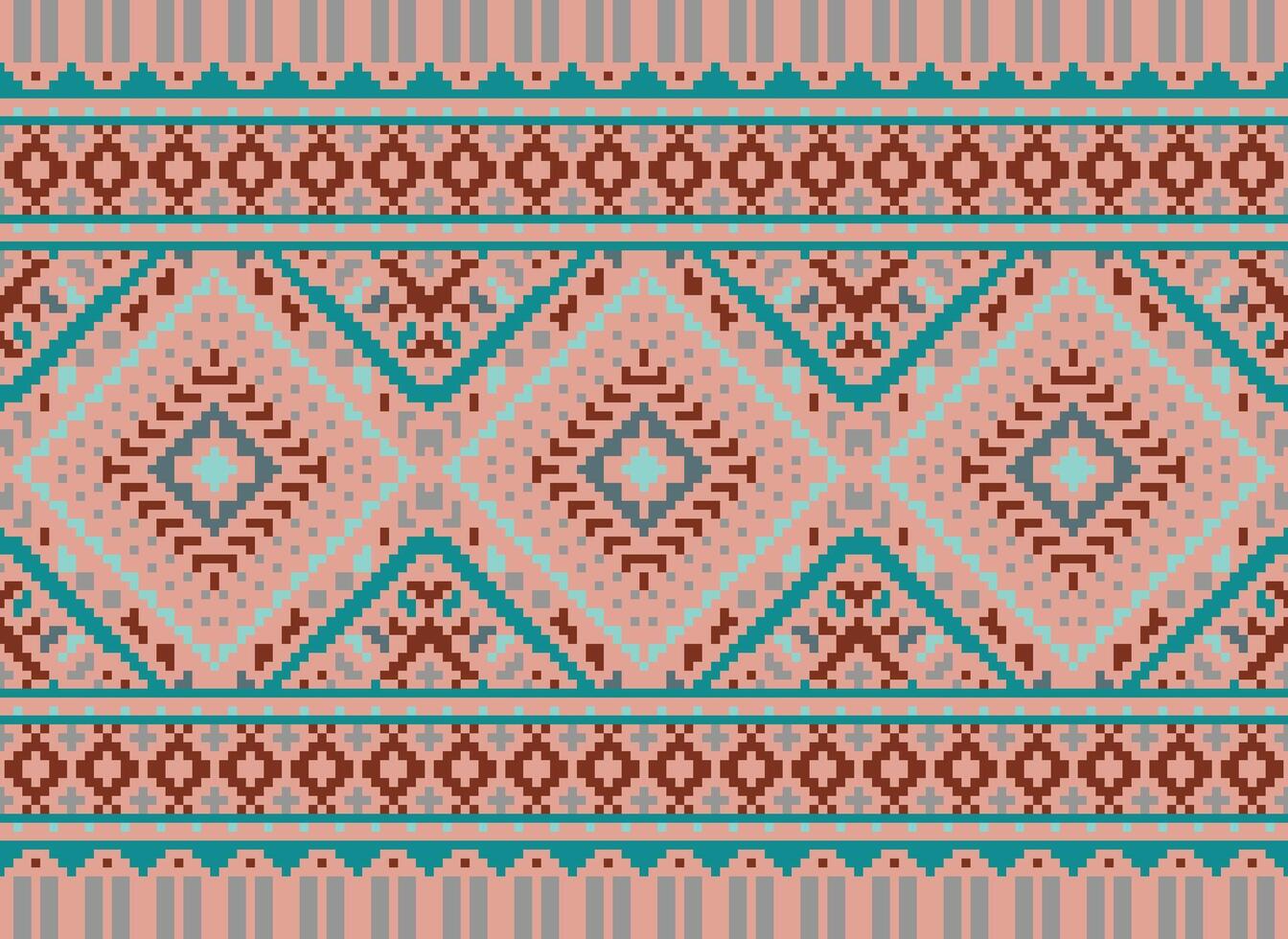 pixel kruis steek traditioneel etnisch patroon paisley bloem ikat achtergrond abstract aztec Afrikaanse Indonesisch Indisch naadloos patroon voor kleding stof afdrukken kleding jurk tapijt gordijnen en sarong vector