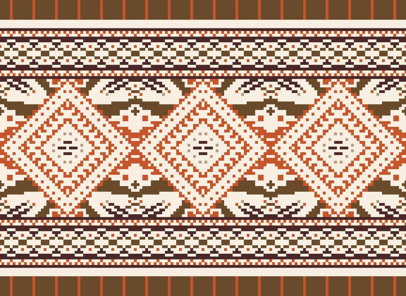 pixel kruis steek traditioneel etnisch patroon paisley bloem ikat achtergrond abstract aztec Afrikaanse Indonesisch Indisch naadloos patroon voor kleding stof afdrukken kleding jurk tapijt gordijnen en sarong vector