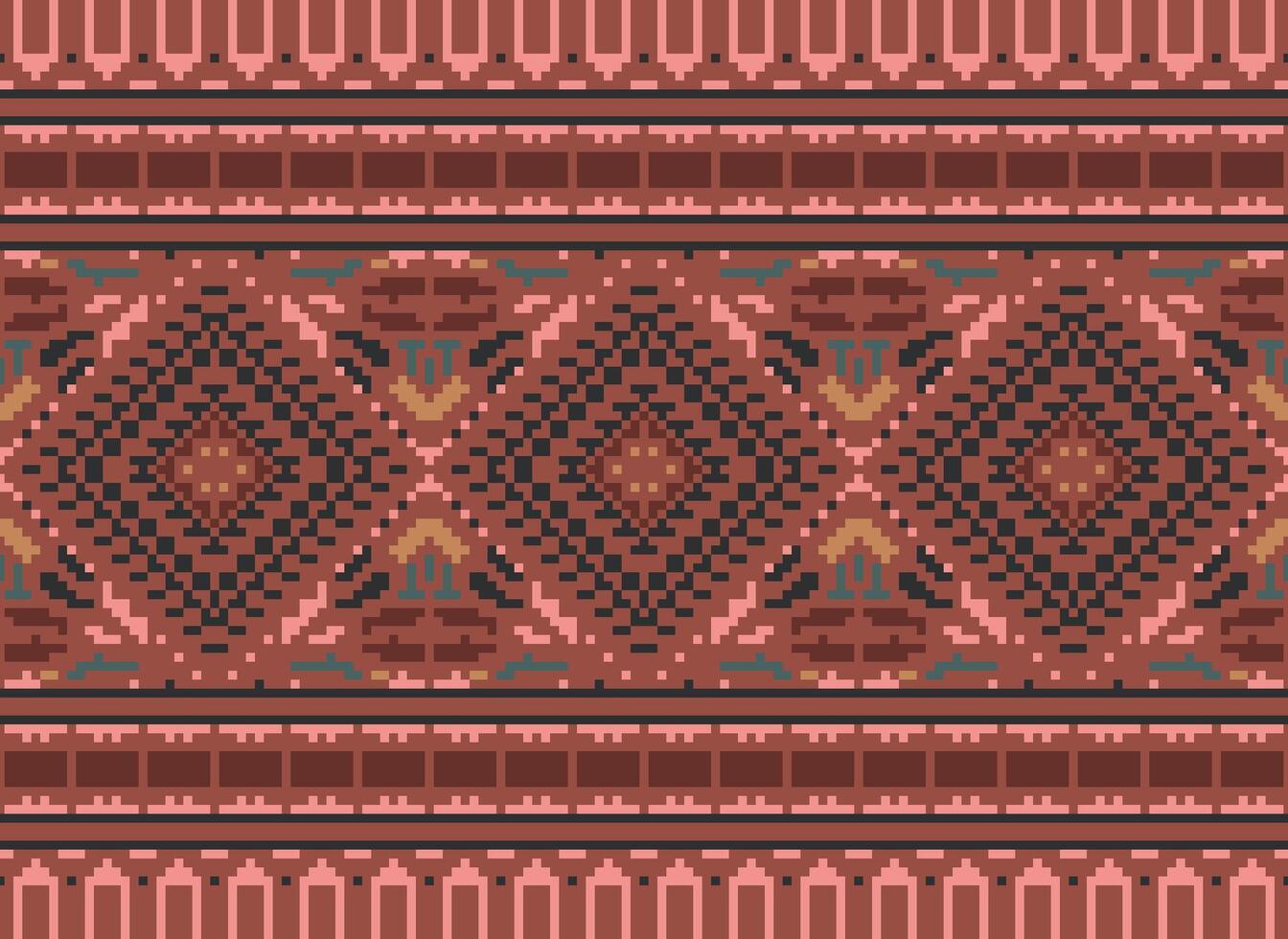 pixel kruis steek traditioneel etnisch patroon paisley bloem ikat achtergrond abstract aztec Afrikaanse Indonesisch Indisch naadloos patroon voor kleding stof afdrukken kleding jurk tapijt gordijnen en sarong vector