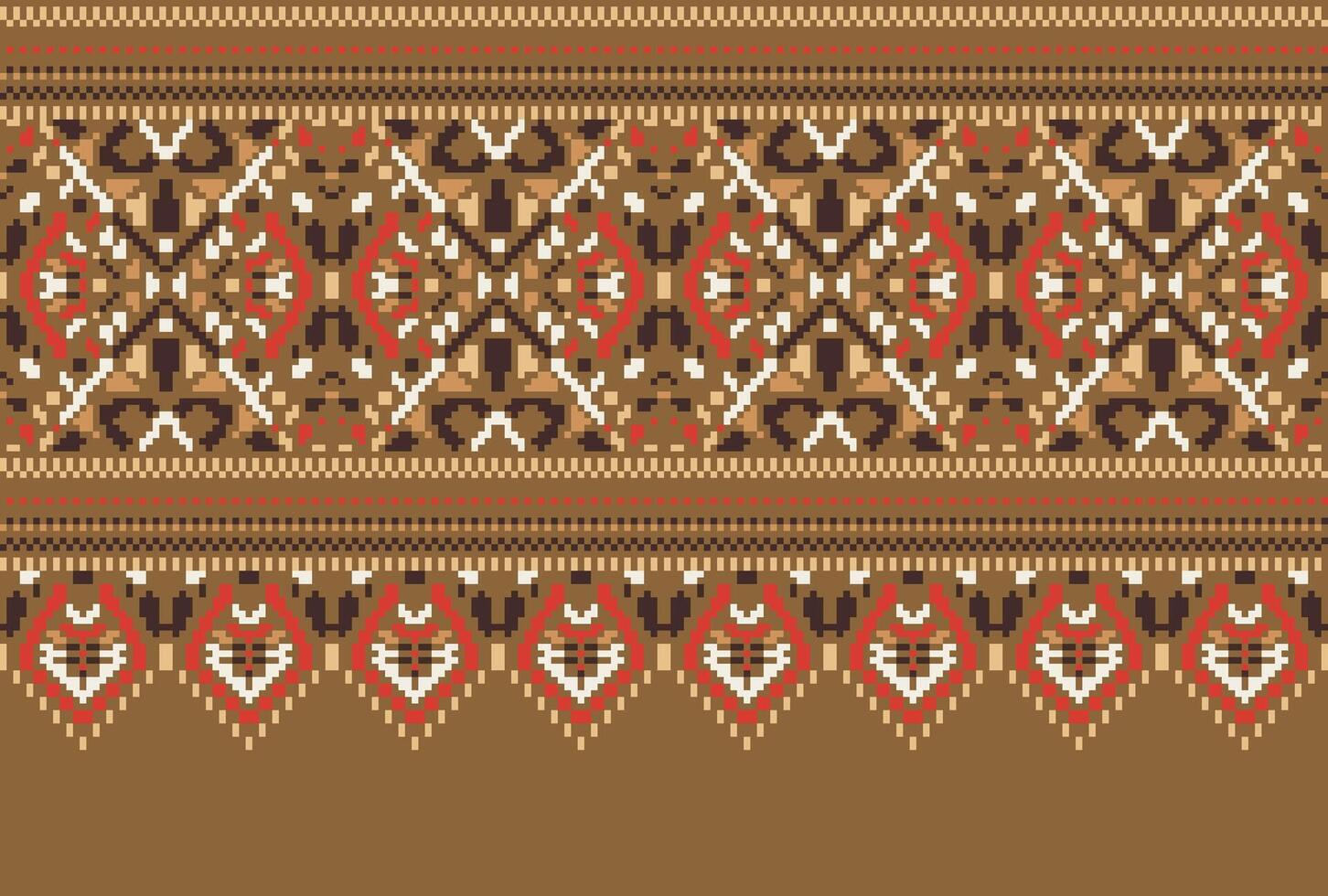 pixel kruis steek traditioneel etnisch patroon paisley bloem ikat achtergrond abstract aztec Afrikaanse Indonesisch Indisch naadloos patroon voor kleding stof afdrukken kleding jurk tapijt gordijnen en sarong vector