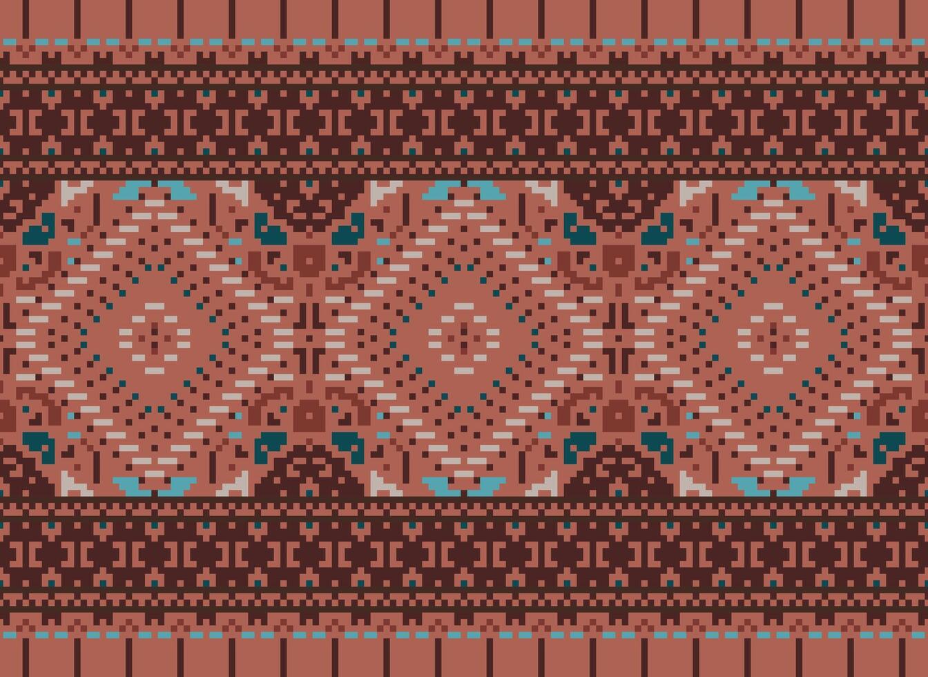 pixel kruis steek traditioneel etnisch patroon paisley bloem ikat achtergrond abstract aztec Afrikaanse Indonesisch Indisch naadloos patroon voor kleding stof afdrukken kleding jurk tapijt gordijnen en sarong vector