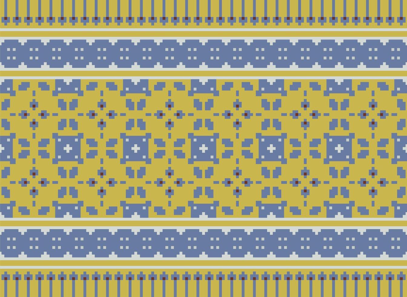 pixel kruis steek traditioneel etnisch patroon paisley bloem ikat achtergrond abstract aztec Afrikaanse Indonesisch Indisch naadloos patroon voor kleding stof afdrukken kleding jurk tapijt gordijnen en sarong vector