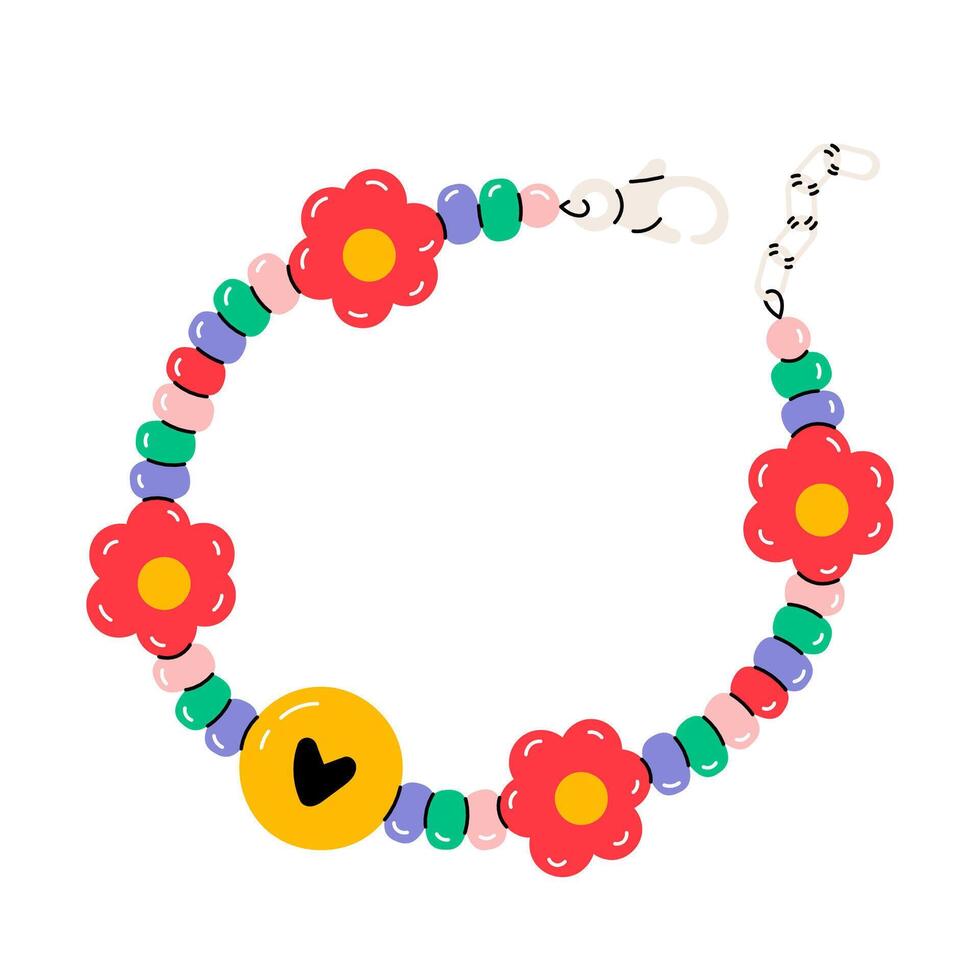 kinderen sieraden. tekenfilm tekening van sieraden voor kinderen geïsoleerd Aan wit achtergrond. mode, sieraden concept. vector illustratie Aan geïsoleerd wit achtergrond. kleurrijk retro armband voor kinderen.