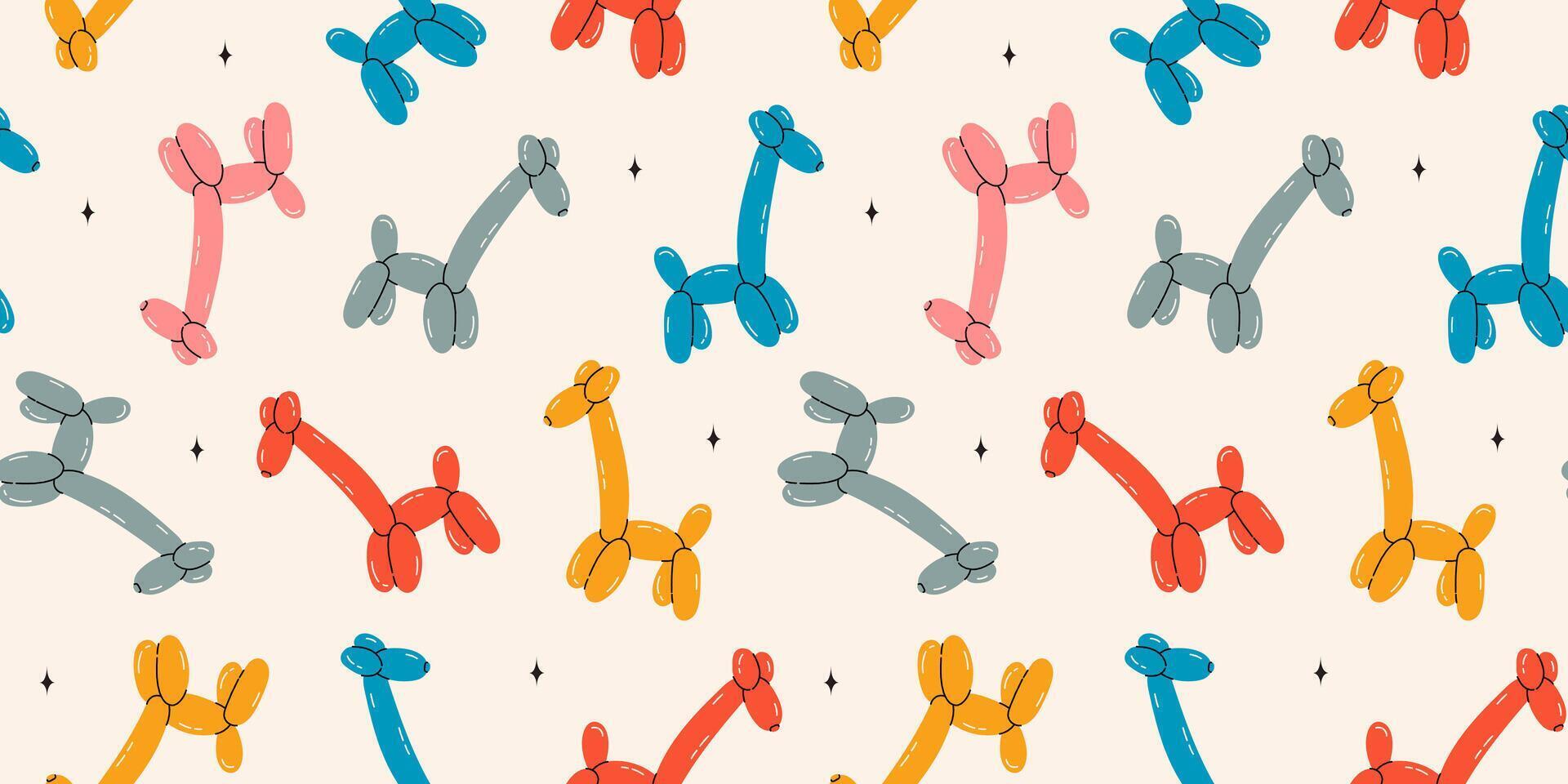 naadloos patroon met giraffe ballonnen. helder kleurrijk herhalen elementen. voorraad illustratie. vector naadloos patroon van schattig tekenfilm bubbel dier in kleur.