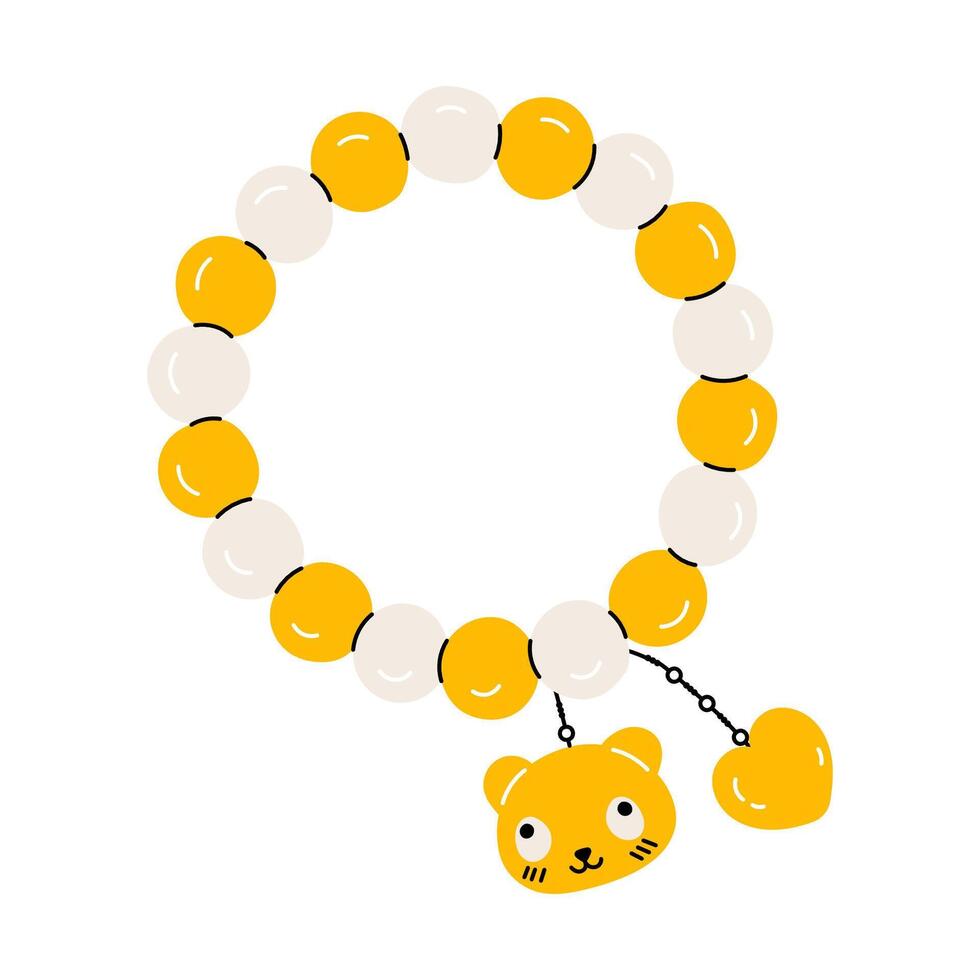 plastic kinderen kralen. diy kralen 00s accessoires, 90s stijl sieraden ontwerp, mode kinderen vector set. tekenfilm tekening van armband en ringen van kleurrijk kralen voor kinderen