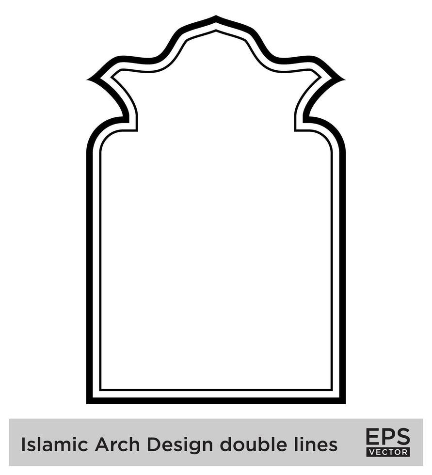 Islamitisch boog ontwerp dubbele lijnen schets lineair zwart beroerte silhouetten ontwerp pictogram symbool zichtbaar illustratie vector