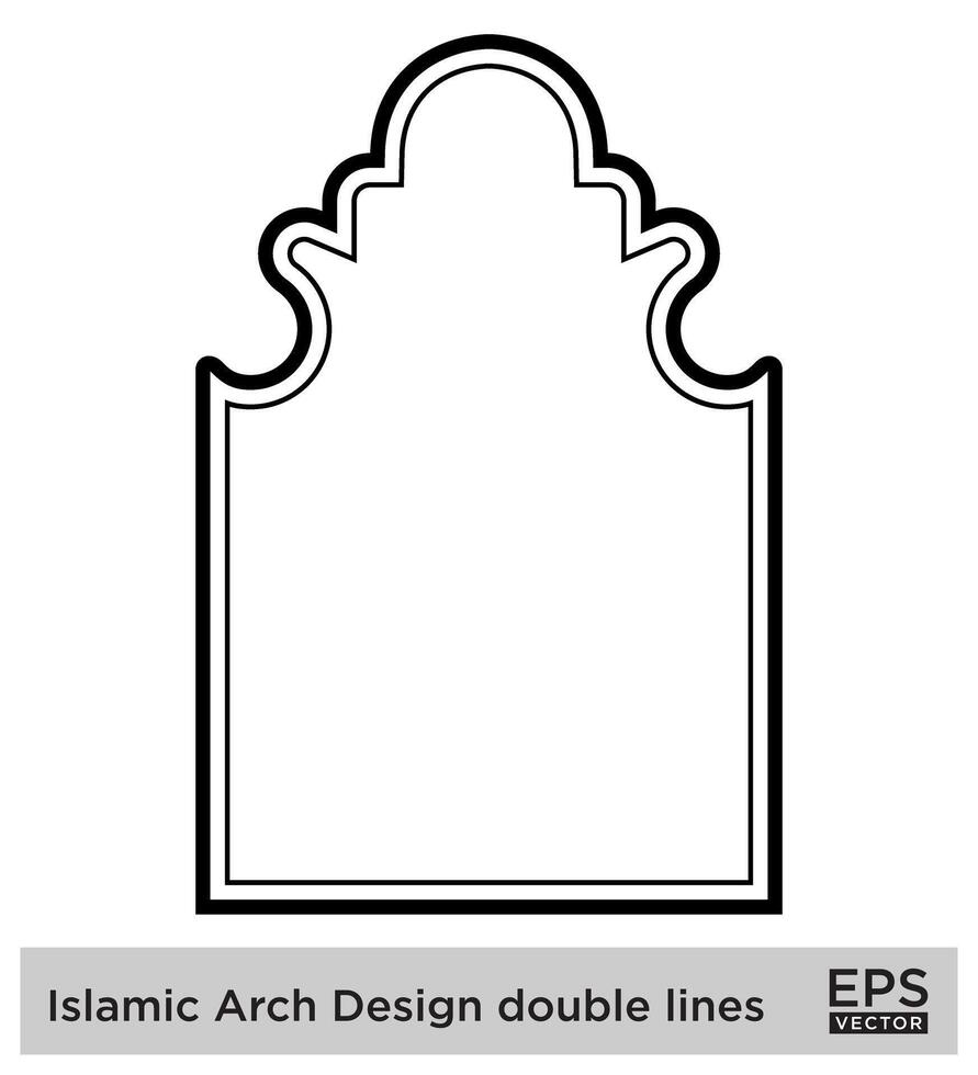 Islamitisch boog ontwerp dubbele lijnen schets lineair zwart beroerte silhouetten ontwerp pictogram symbool zichtbaar illustratie vector