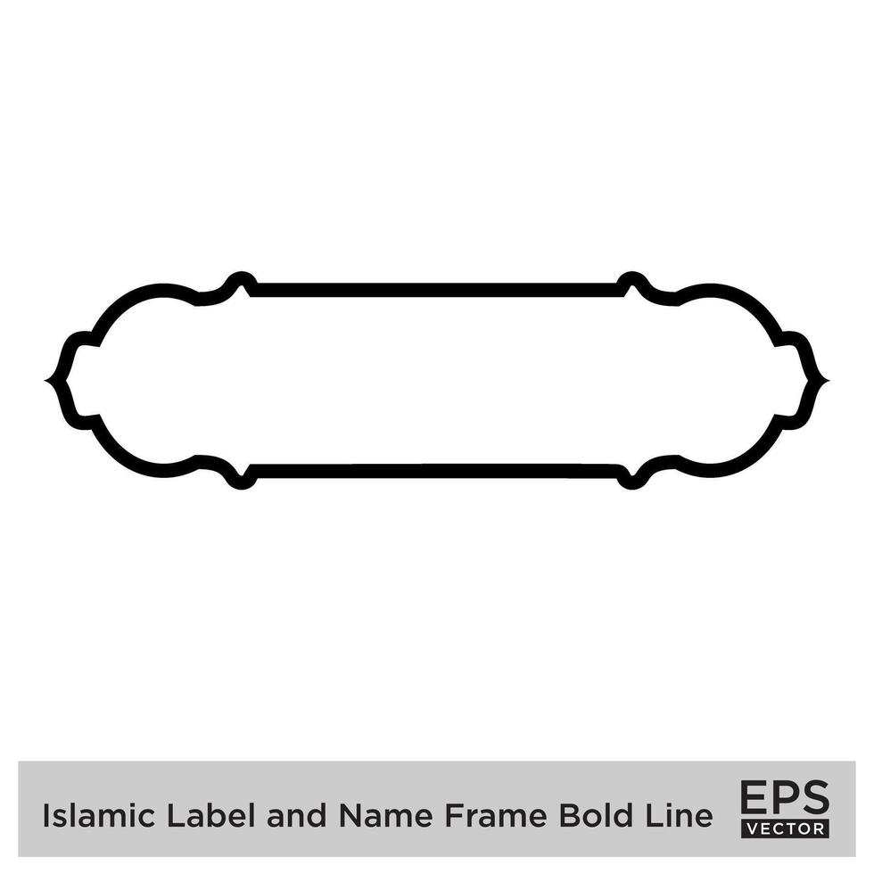 Islamitisch etiket en naam kader stoutmoedig lijn schets lineair zwart beroerte silhouetten ontwerp pictogram symbool zichtbaar illustratie vector