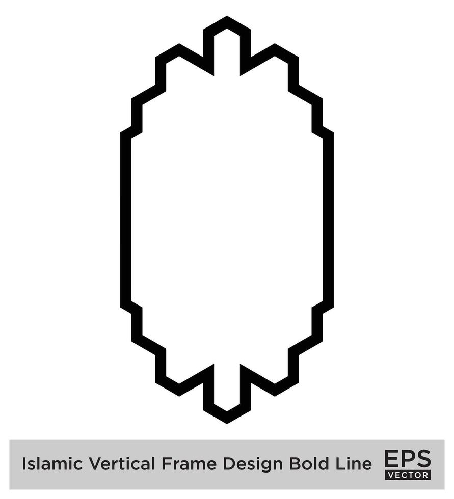 Islamitisch verticaal kader ontwerp stoutmoedig lijn schets lineair zwart beroerte silhouetten ontwerp pictogram symbool zichtbaar illustratie vector