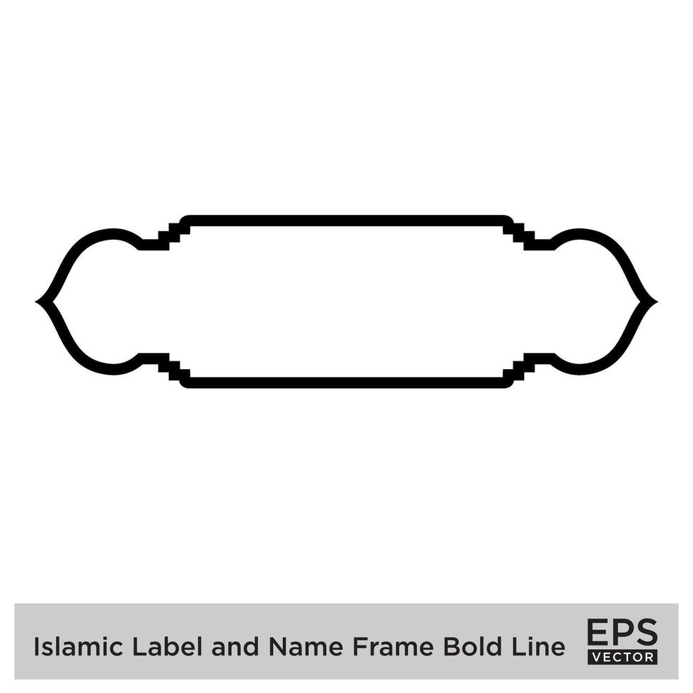 Islamitisch etiket en naam kader stoutmoedig lijn schets lineair zwart beroerte silhouetten ontwerp pictogram symbool zichtbaar illustratie vector