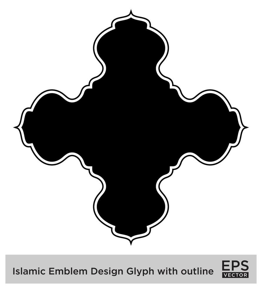 Islamitisch ambleem ontwerp glyph met schets zwart gevulde silhouetten ontwerp pictogram symbool zichtbaar illustratie vector