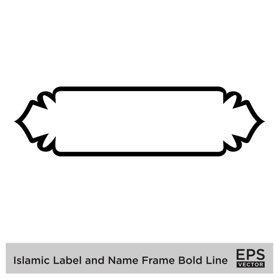 Islamitisch etiket en naam kader stoutmoedig lijn schets lineair zwart beroerte silhouetten ontwerp pictogram symbool zichtbaar illustratie vector