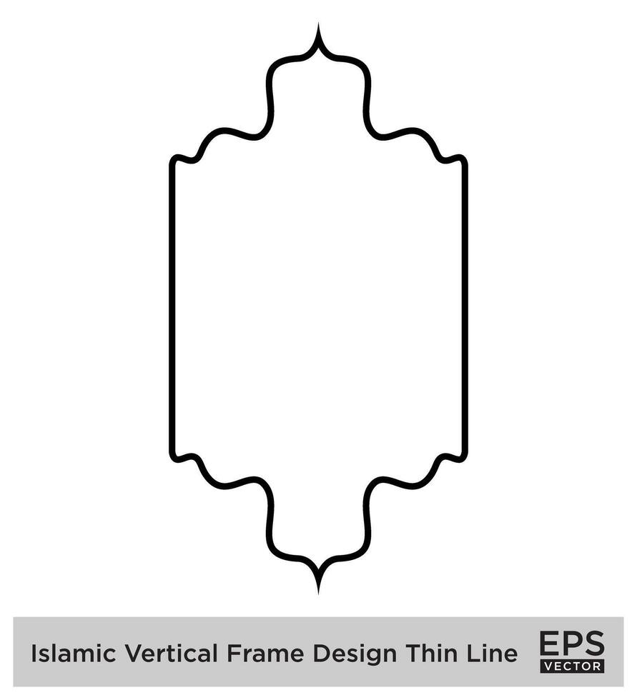 Islamitisch verticaal kader ontwerp dun lijn zwart beroerte silhouetten ontwerp pictogram symbool zichtbaar illustratie vector