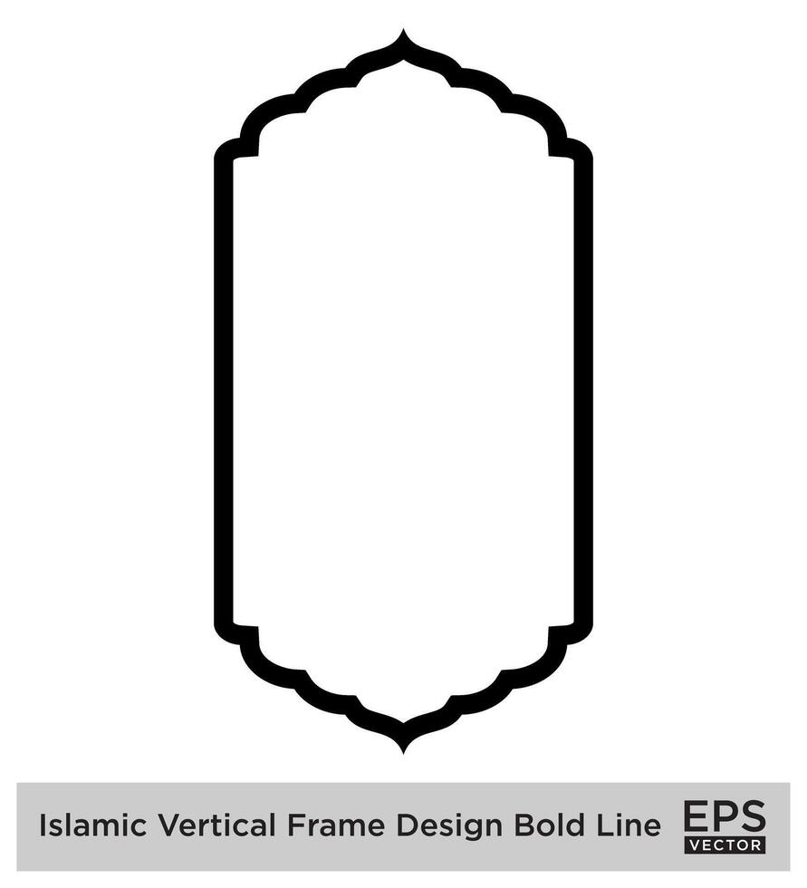 Islamitisch verticaal kader ontwerp stoutmoedig lijn schets lineair zwart beroerte silhouetten ontwerp pictogram symbool zichtbaar illustratie vector