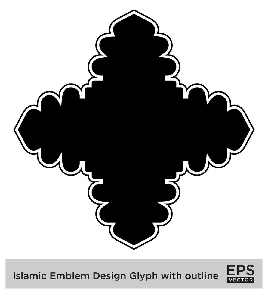 Islamitisch ambleem ontwerp glyph met schets zwart gevulde silhouetten ontwerp pictogram symbool zichtbaar illustratie vector