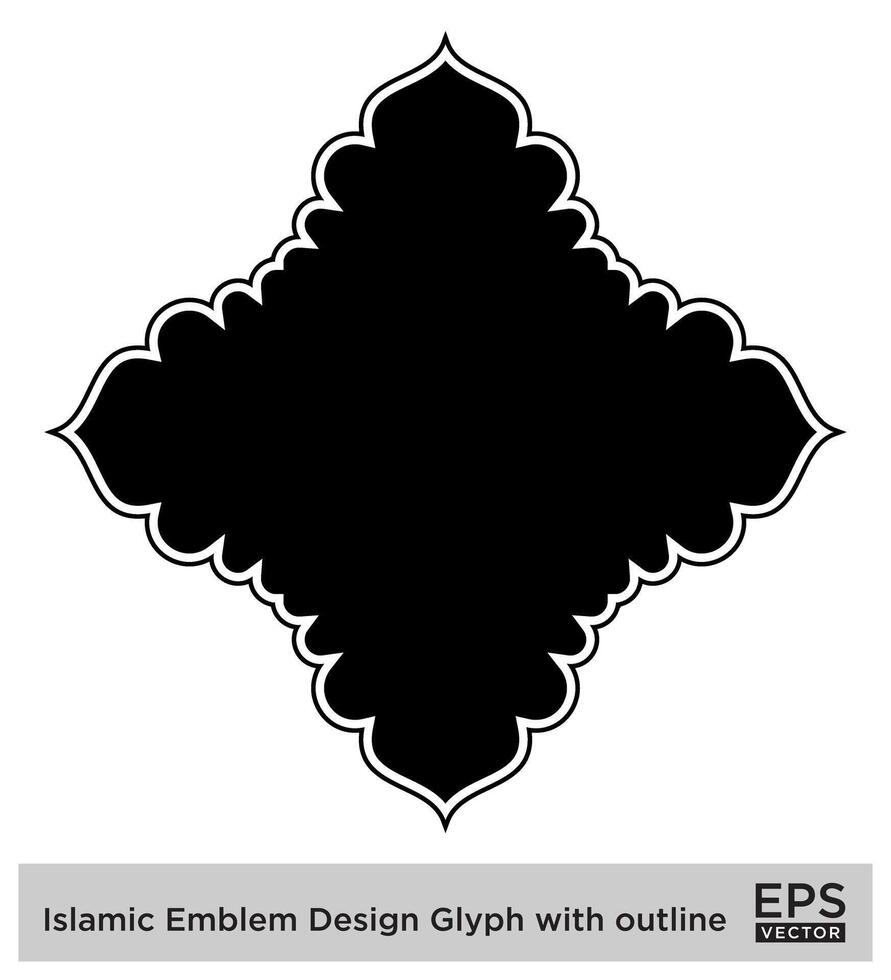 Islamitisch ambleem ontwerp glyph met schets zwart gevulde silhouetten ontwerp pictogram symbool zichtbaar illustratie vector