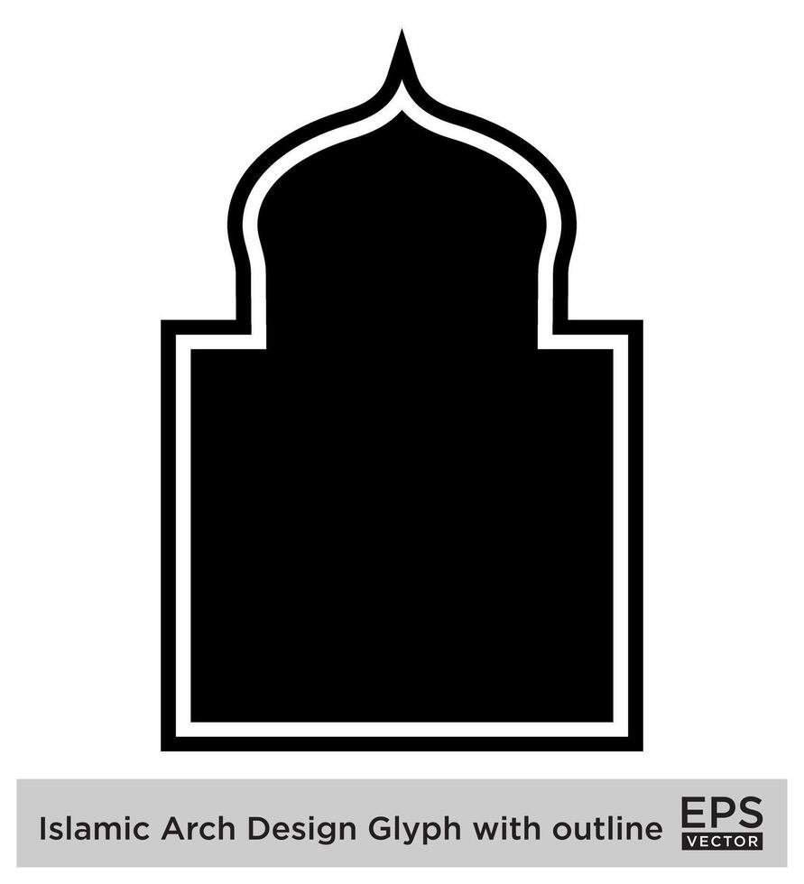 Islamitisch boog ontwerp glyph met schets zwart gevulde silhouetten ontwerp pictogram symbool zichtbaar illustratie vector