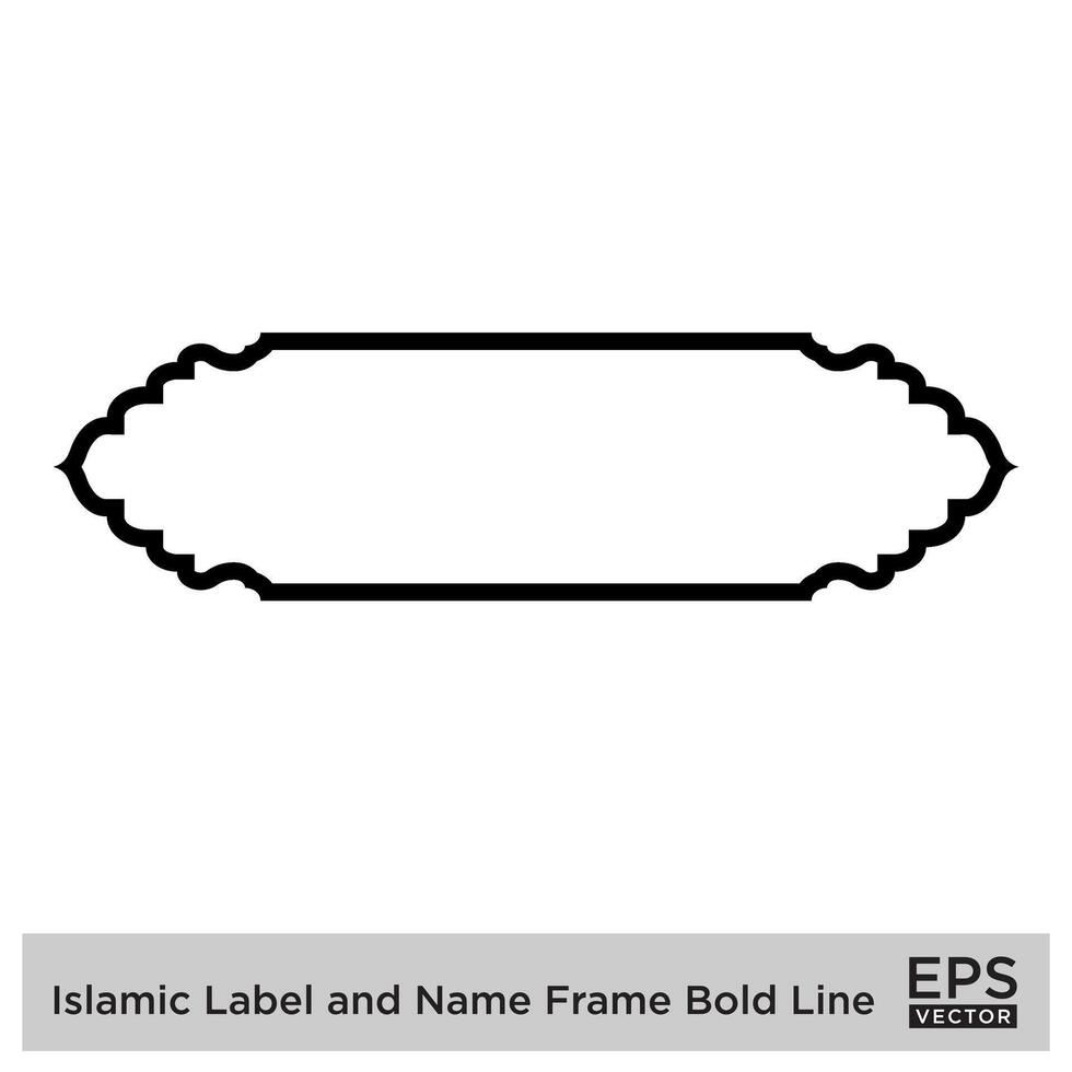 Islamitisch etiket en naam kader stoutmoedig lijn schets lineair zwart beroerte silhouetten ontwerp pictogram symbool zichtbaar illustratie vector