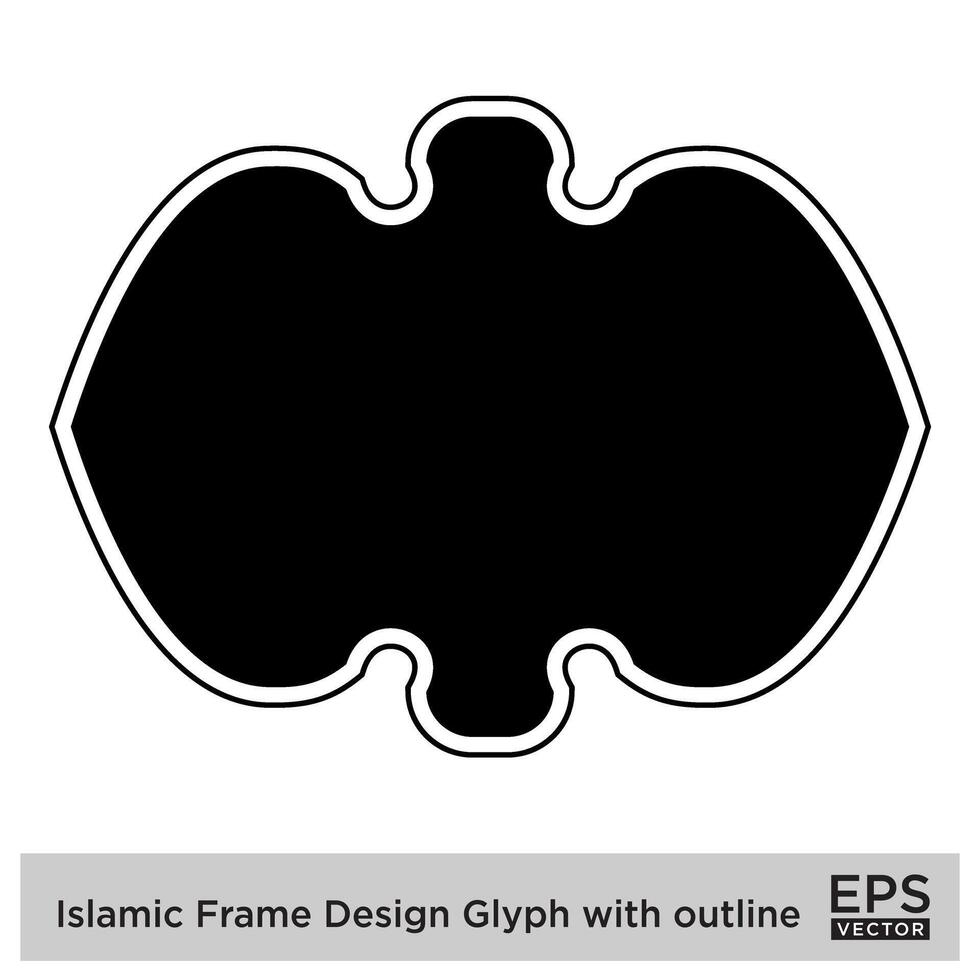 Islamitisch kader ontwerp glyph met schets zwart gevulde silhouetten ontwerp pictogram symbool zichtbaar illustratie vector