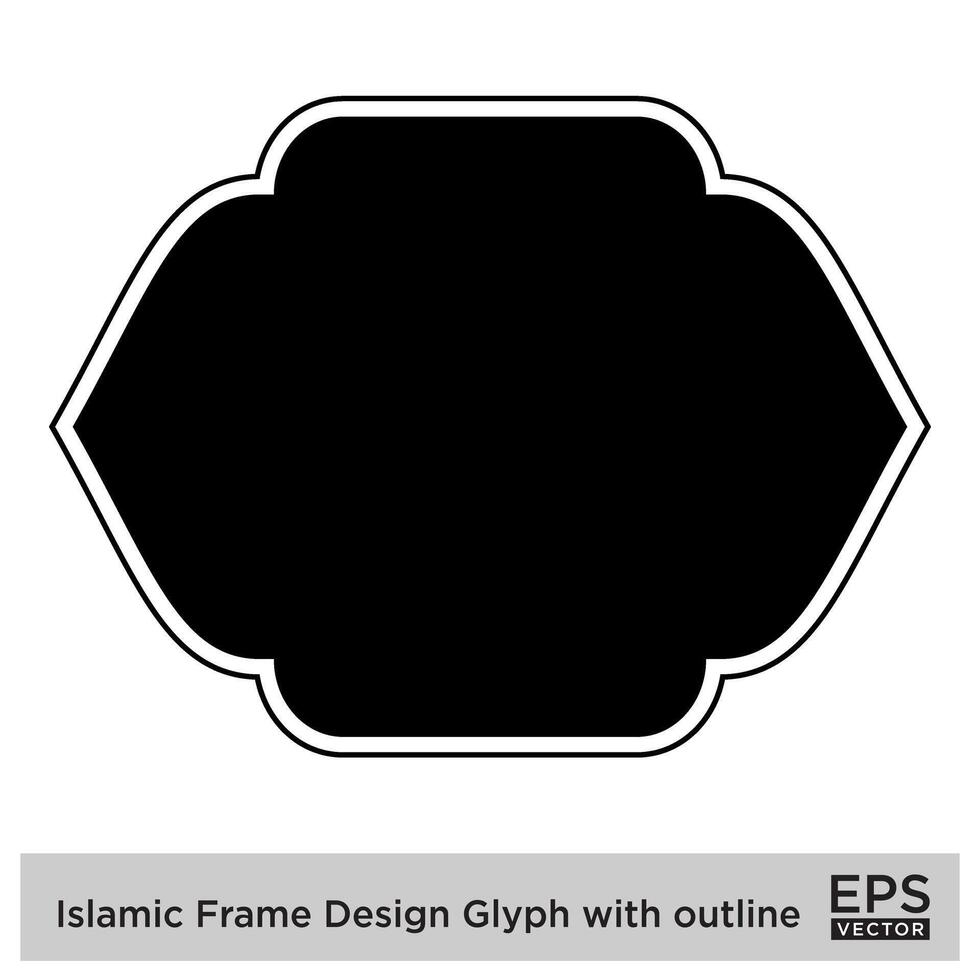 Islamitisch kader ontwerp glyph met schets zwart gevulde silhouetten ontwerp pictogram symbool zichtbaar illustratie vector