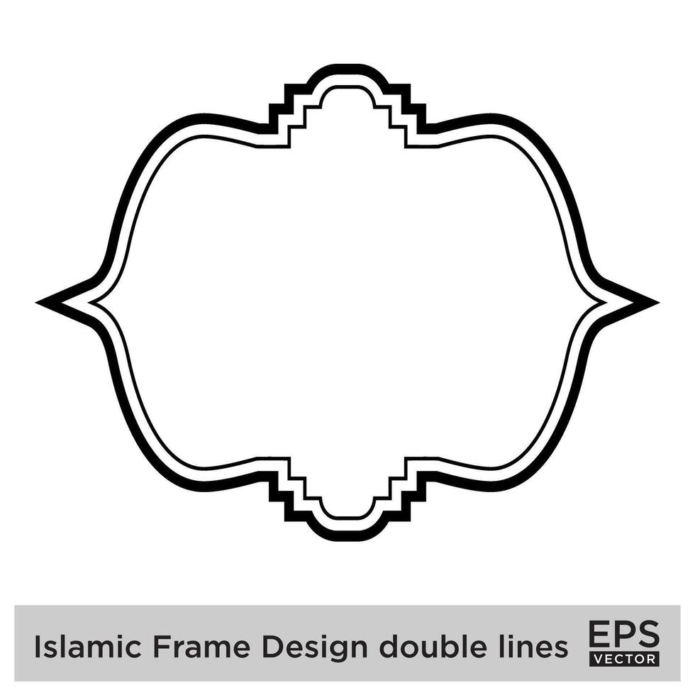 Islamitisch kader ontwerp dubbele lijnen zwart beroerte silhouetten ontwerp pictogram symbool zichtbaar illustratie vector