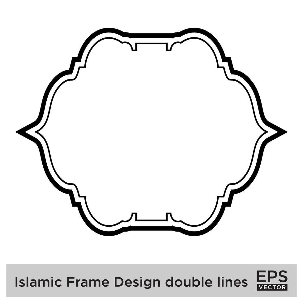 Islamitisch kader ontwerp dubbele lijnen zwart beroerte silhouetten ontwerp pictogram symbool zichtbaar illustratie vector