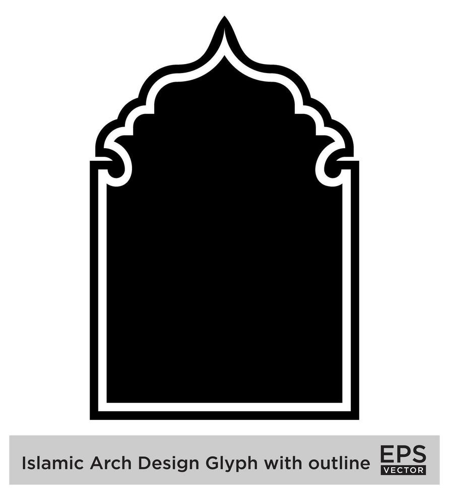 Islamitisch boog ontwerp glyph met schets zwart gevulde silhouetten ontwerp pictogram symbool zichtbaar illustratie vector