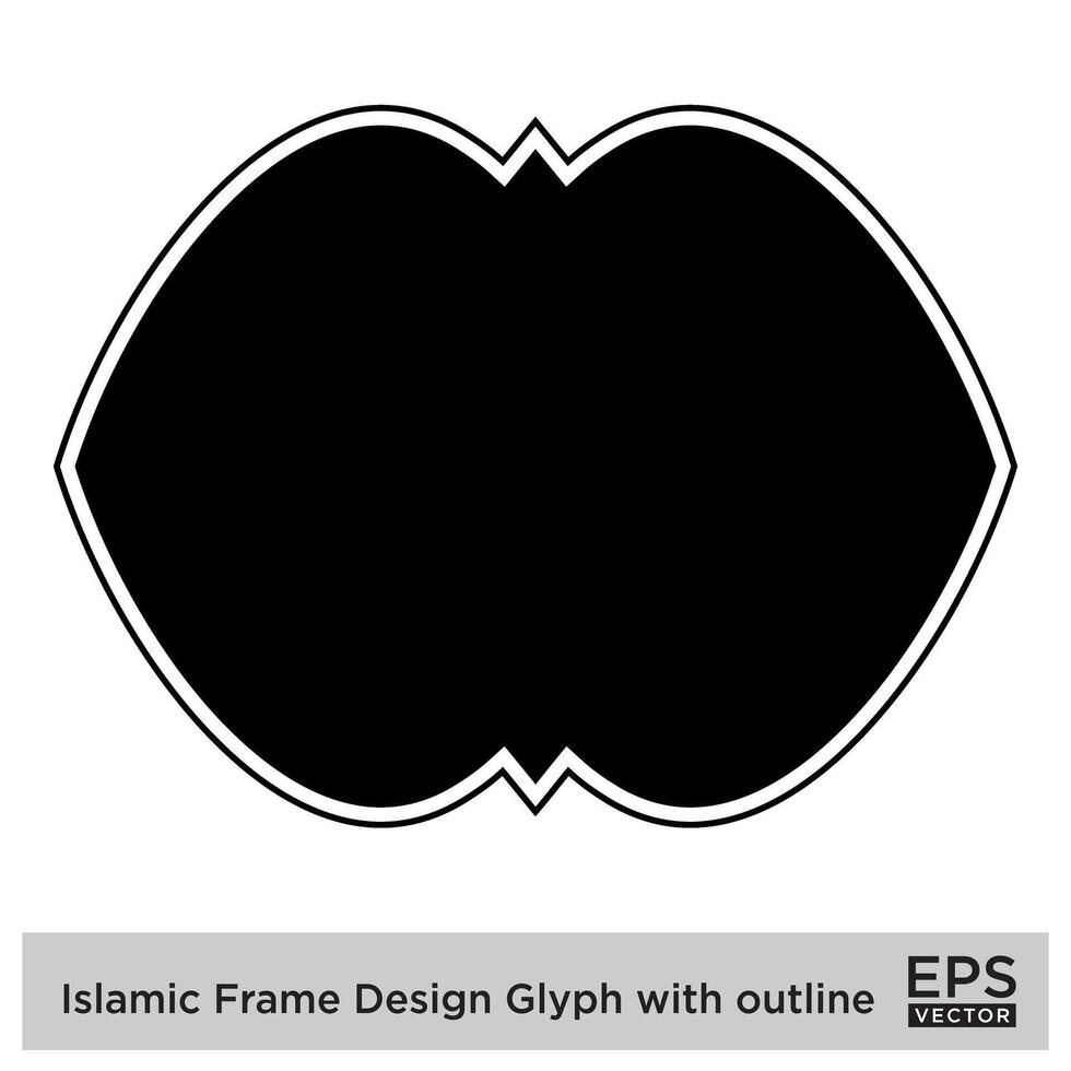 Islamitisch kader ontwerp glyph met schets zwart gevulde silhouetten ontwerp pictogram symbool zichtbaar illustratie vector