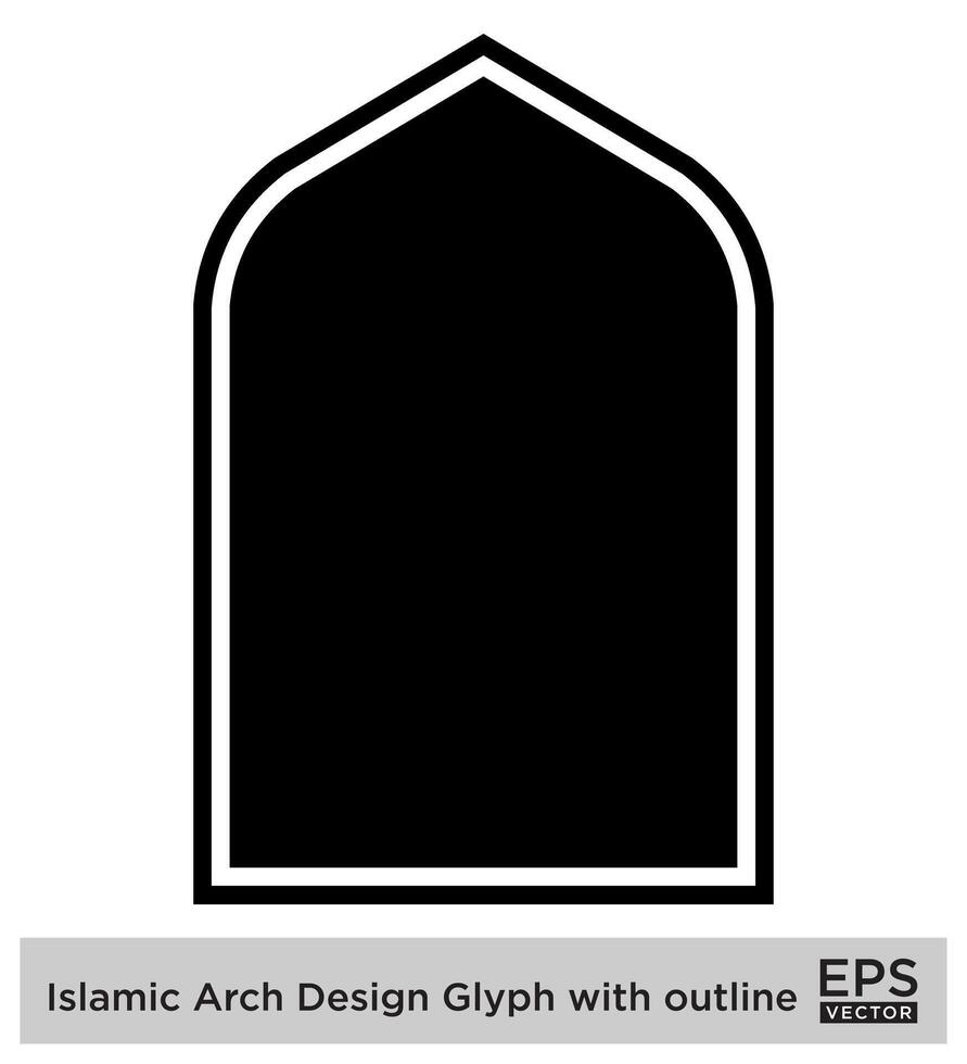 Islamitisch boog ontwerp glyph met schets zwart gevulde silhouetten ontwerp pictogram symbool zichtbaar illustratie vector