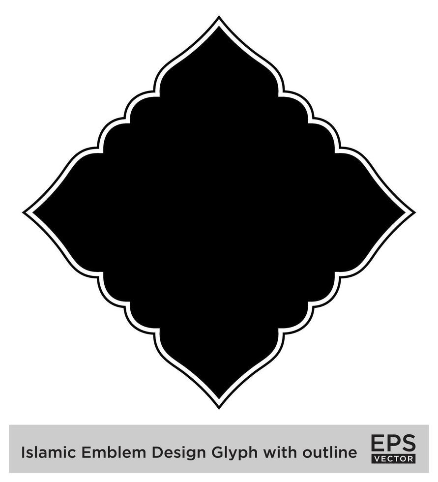 Islamitisch ambleem ontwerp glyph met schets zwart gevulde silhouetten ontwerp pictogram symbool zichtbaar illustratie vector