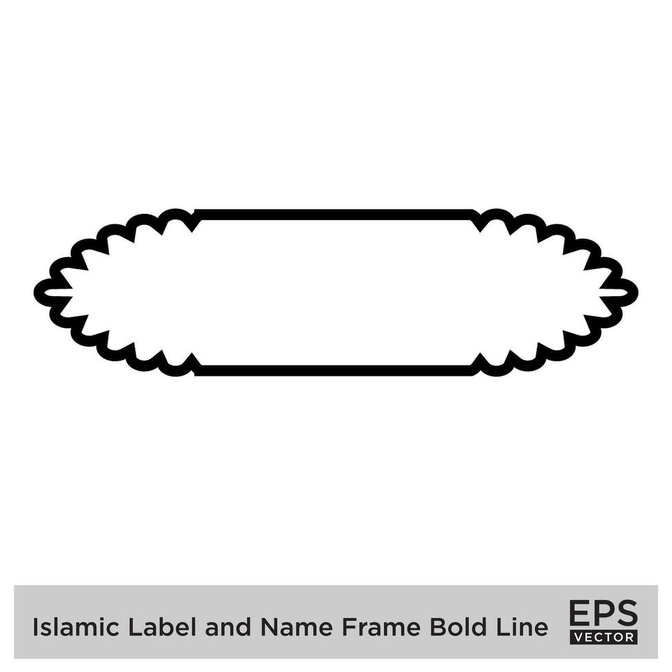 Islamitisch etiket en naam kader stoutmoedig lijn schets lineair zwart beroerte silhouetten ontwerp pictogram symbool zichtbaar illustratie vector