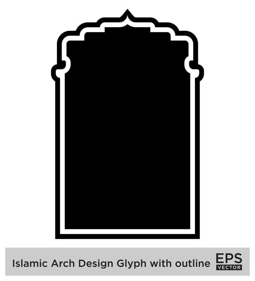 Islamitisch boog ontwerp glyph met schets zwart gevulde silhouetten ontwerp pictogram symbool zichtbaar illustratie vector