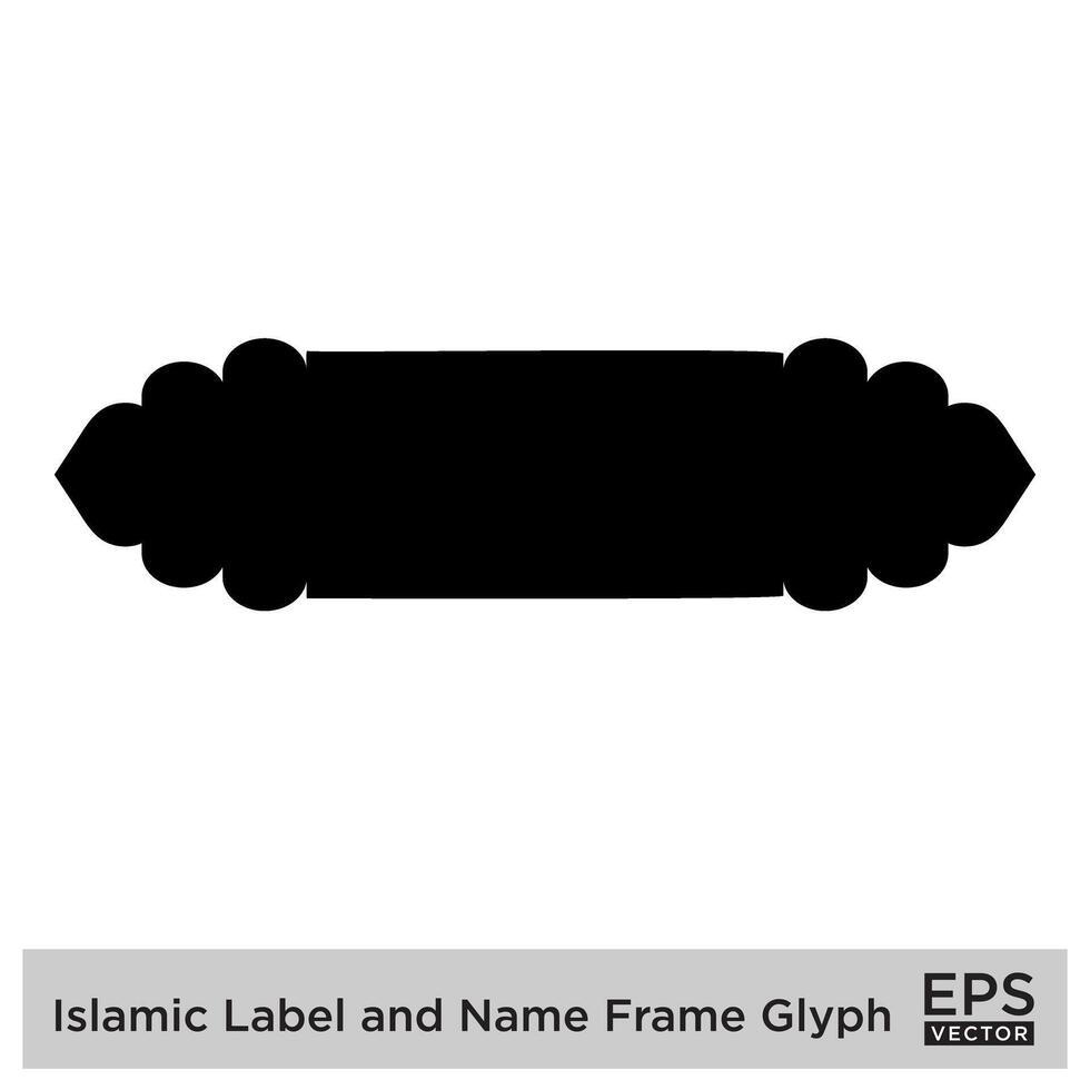 Islamitisch etiket en naam kader glyph zwart gevulde silhouetten ontwerp pictogram symbool zichtbaar illustratie vector