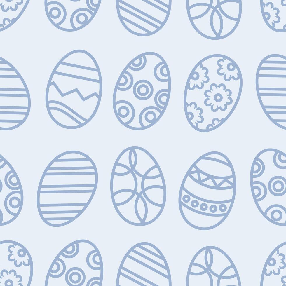 blauw naadloos patroon van lineair Pasen eieren vector