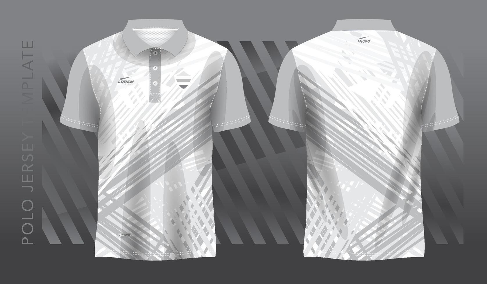 wit en grijs sublimatie overhemd voor polo sport Jersey sjabloon. voorkant en terug visie. vector