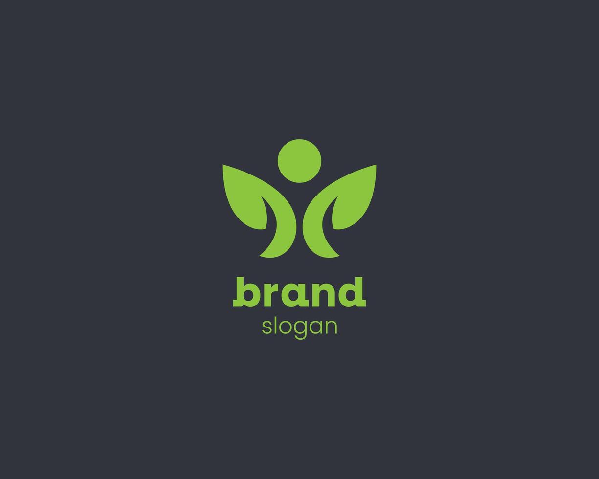 schoon en creatief gemakkelijk groen blad mensen logo vector