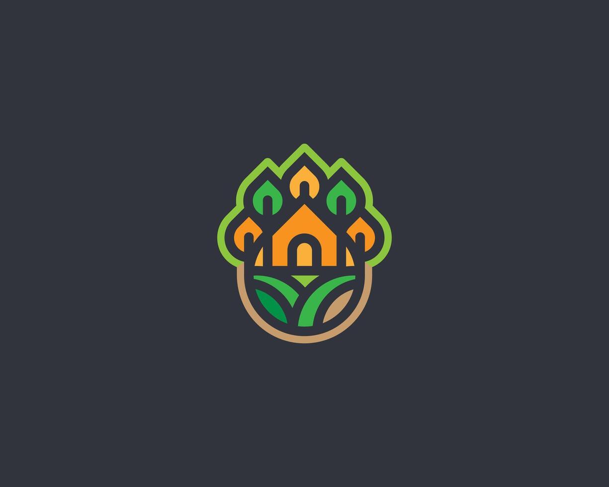 creatief kleurrijk modern lijn water laten vallen met huis en boom logo vector