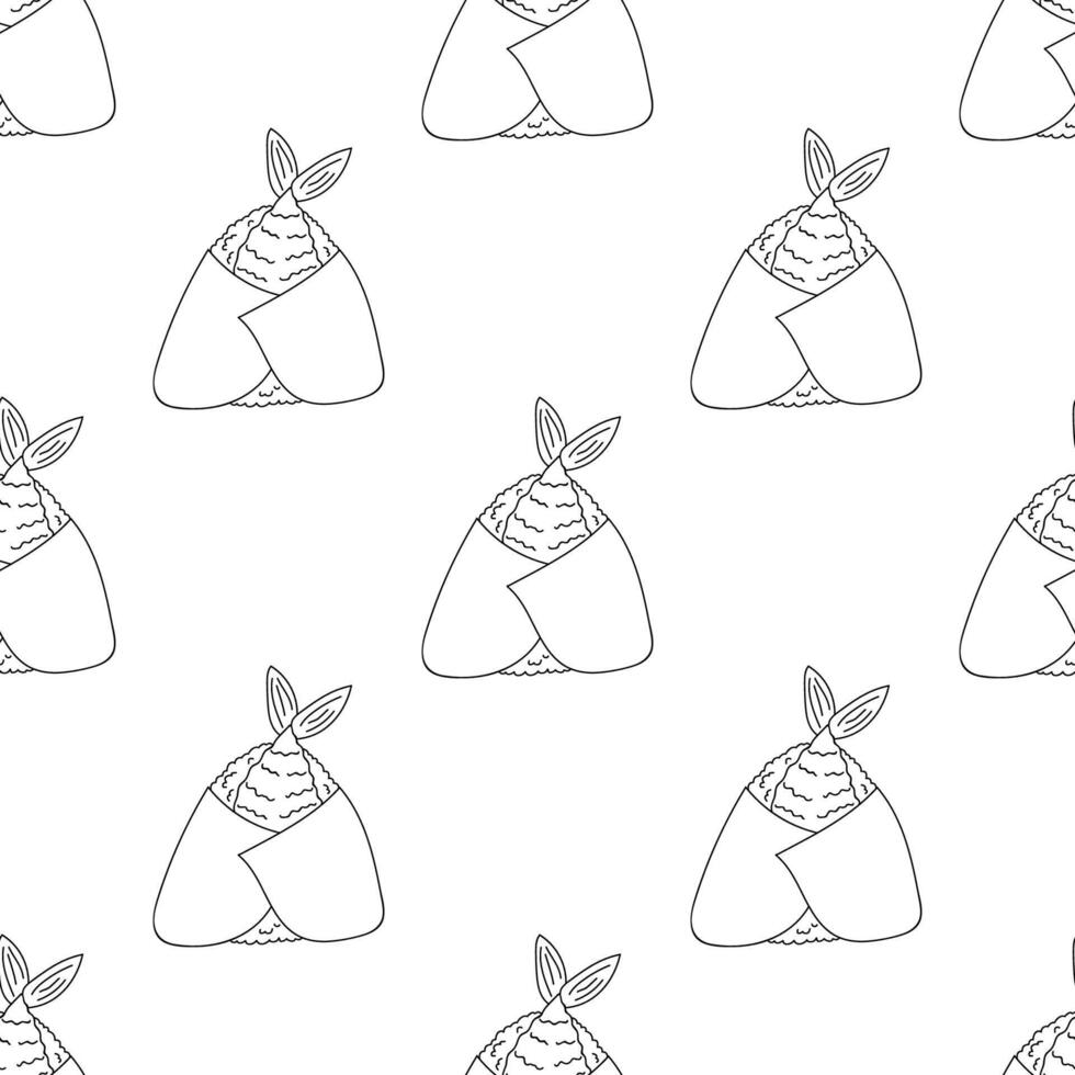 naadloos patroon met onigiri voor decoratief afdrukken, omhulsel papier, menu, behang en kleding stof vector
